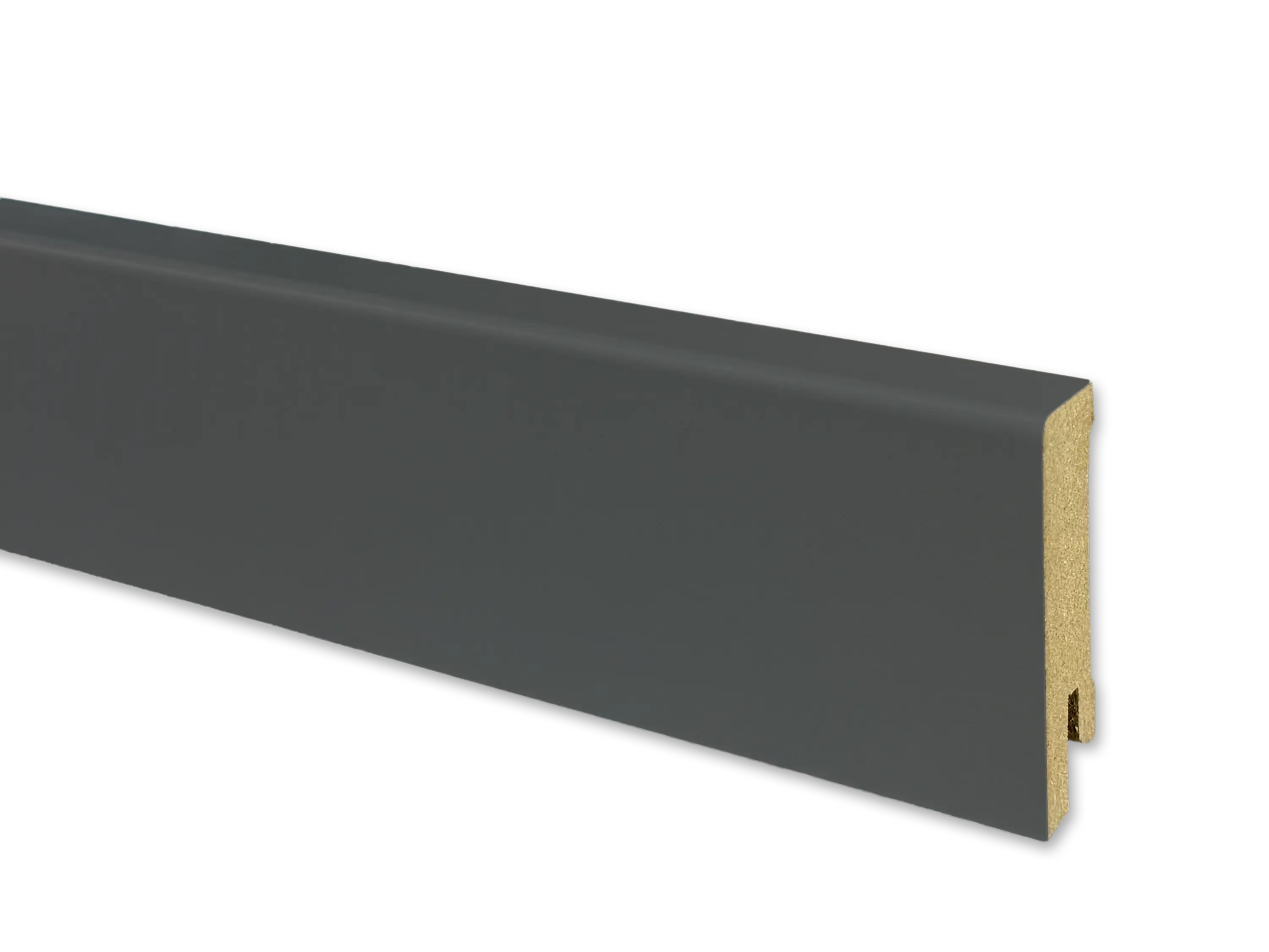Sockelleiste Anthrazitgrau CUBE Fußleiste 16 x 58 mm in RAL 7016 - CLIPSTAR Fräsung Sockelleiste Anthrazitgrau CUBE Fußleiste 16 x 58 mm in RAL 7016 - CLIPSTAR Fräsung