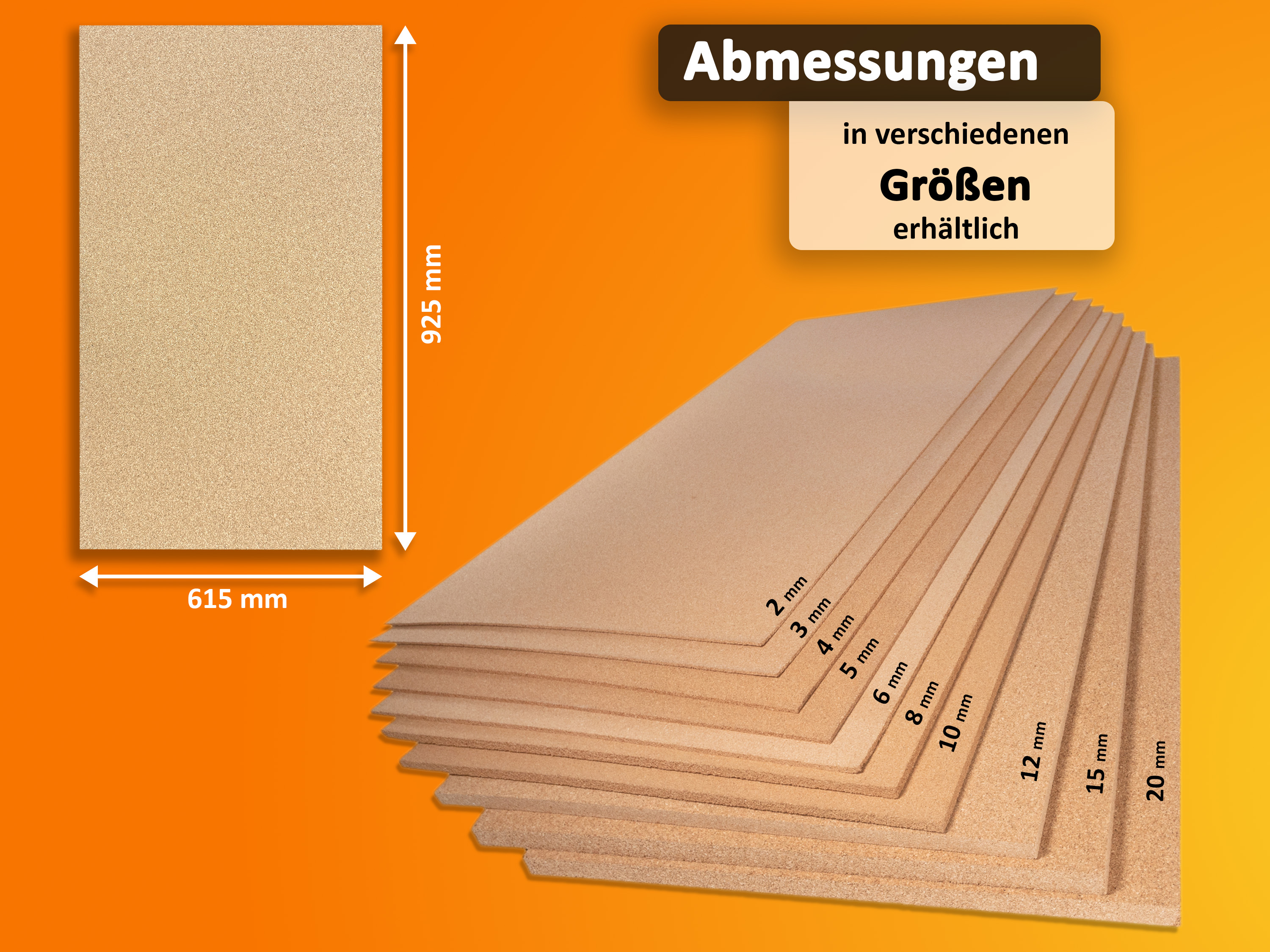 Trecor® Pinnwand Korkplatten (einseitig geschliffen) im XXL Format 925 x 615 mm Trecor® Pinnwand Korkplatten (einseitig geschliffen) im XXL Format 925 x 615 mm
