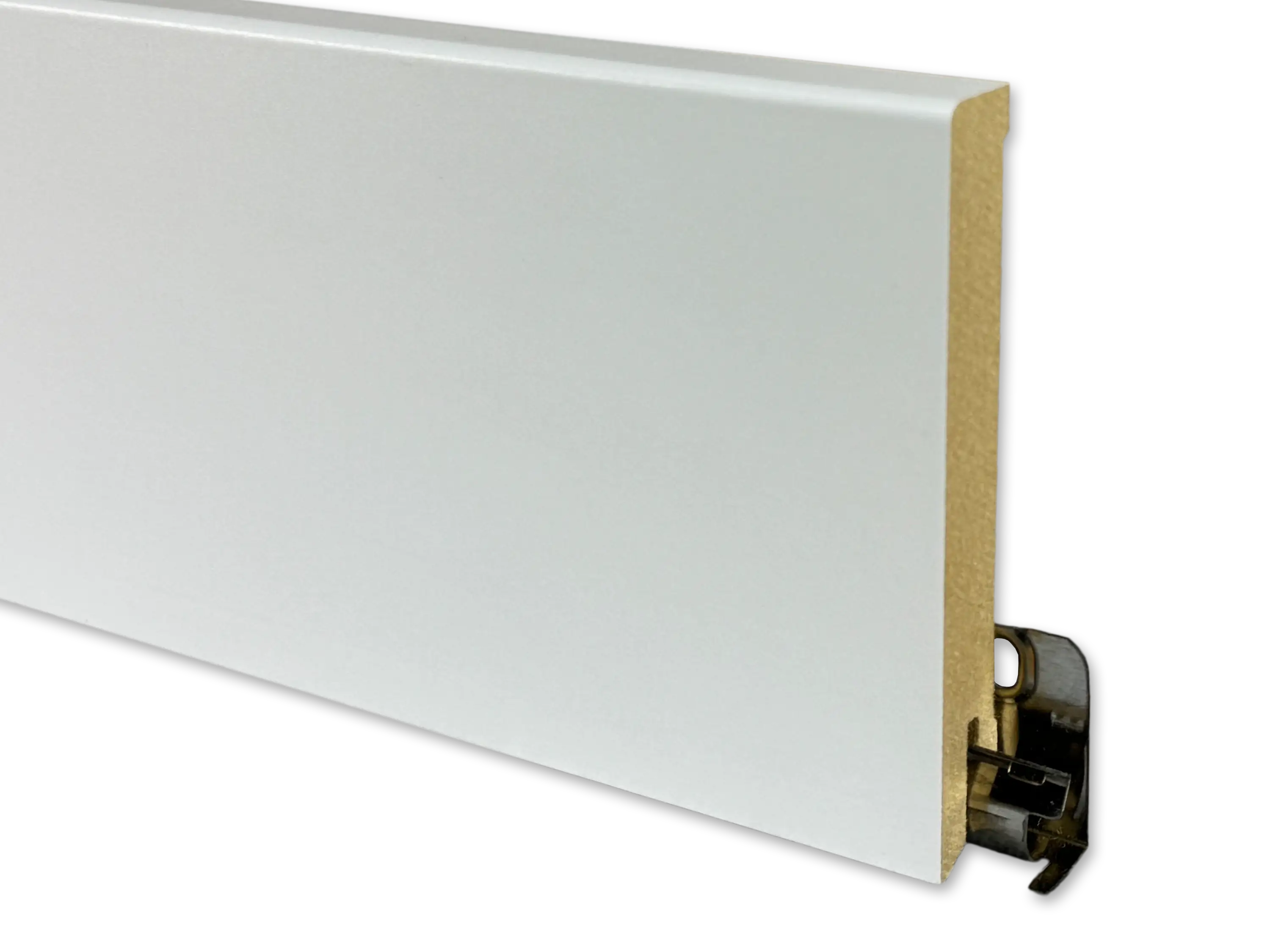 TRECOR® CUBE Sockelleiste, Fußleiste 16 x 100 mm in Weiß RAL 9016 - CLIPSTAR Fräsung TRECOR® CUBE Sockelleiste, Fußleiste 16 x 100 mm in Weiß RAL 9016 - CLIPSTAR Fräsung