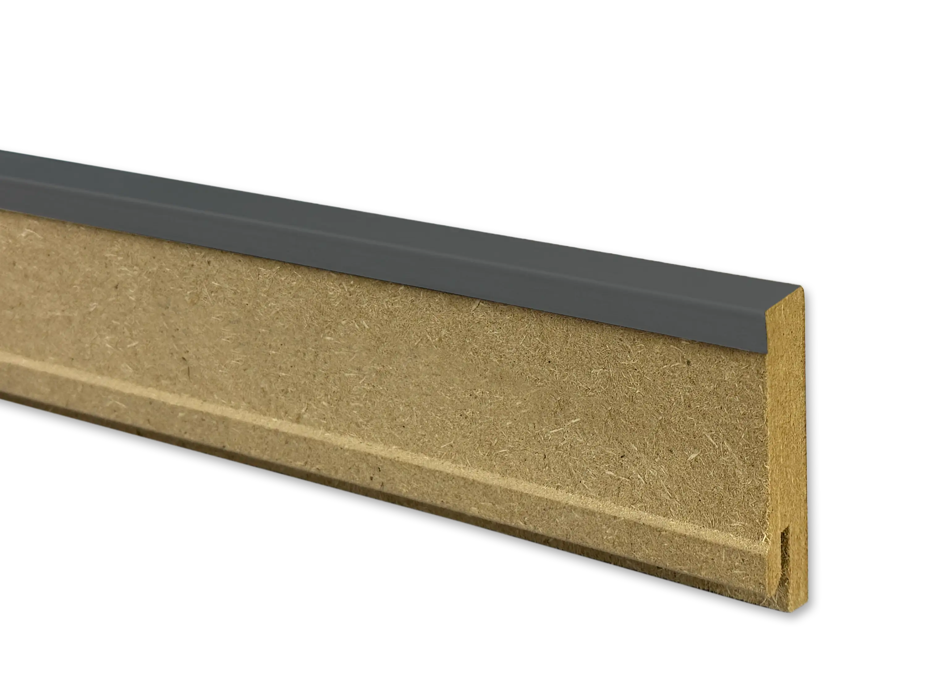 Sockelleiste Anthrazitgrau CUBE Fußleiste 16 x 58 mm in RAL 7016 - CLIPSTAR Fräsung Sockelleiste Anthrazitgrau CUBE Fußleiste 16 x 58 mm in RAL 7016 - CLIPSTAR Fräsung