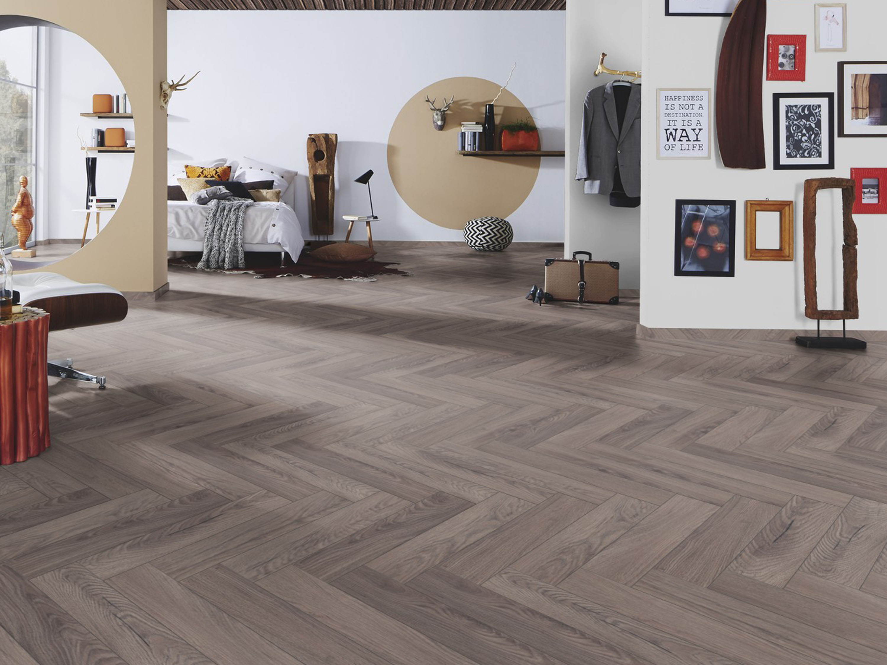 Laminatboden KronoOriginal® Herringbone - Rutherford Oak K488 - 8 mm Stark - Fischgrät-Laminat Laminatboden KronoOriginal® Herringbone - Rutherford Oak K488 - 8 mm Stark - Fischgrät-Laminat