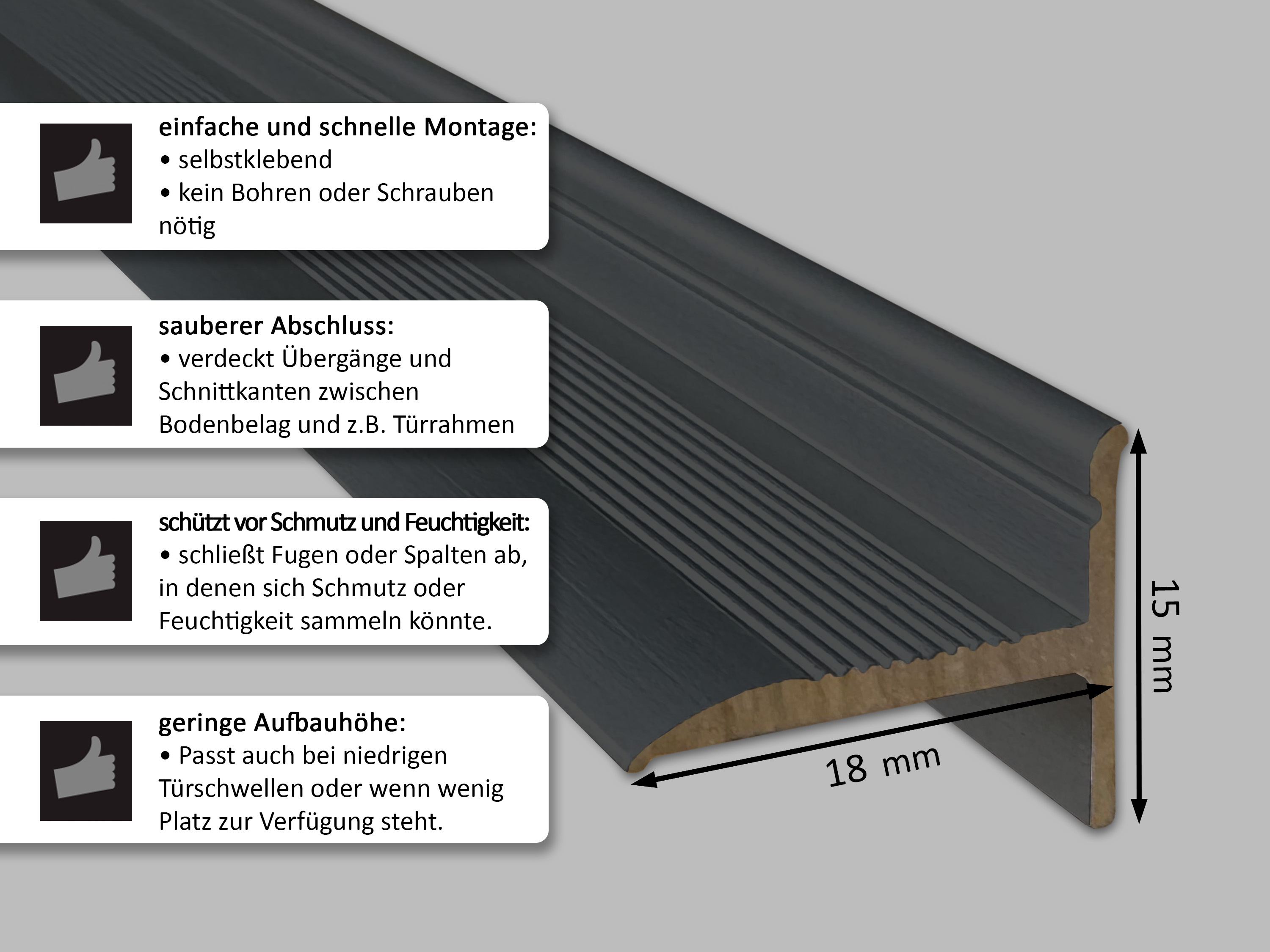 ufitec® Sockelprofil Abschlussprofil Selbstklebend für Balkontüren, Bronze Dunkel ufitec® Sockelprofil Abschlussprofil Selbstklebend für Balkontüren, Bronze Dunkel