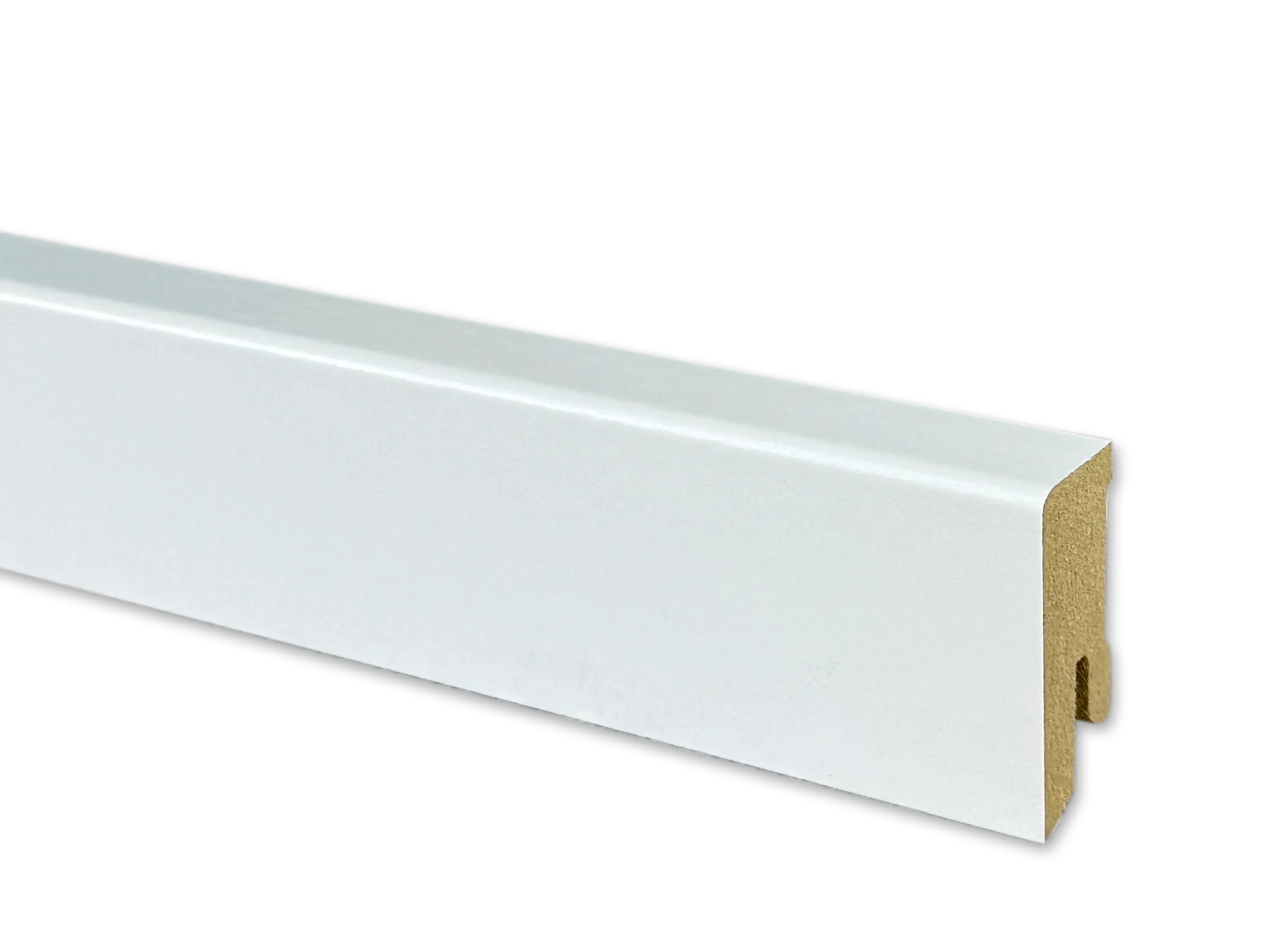 TRECOR® weisse Sockelleiste Fußleiste modern Cube 16 x 40 mm in Weiß RAL 9016 - CLIPSTAR Fräsung TRECOR® weisse Sockelleiste Fußleiste modern Cube 16 x 40 mm in Weiß RAL 9016 - CLIPSTAR Fräsung