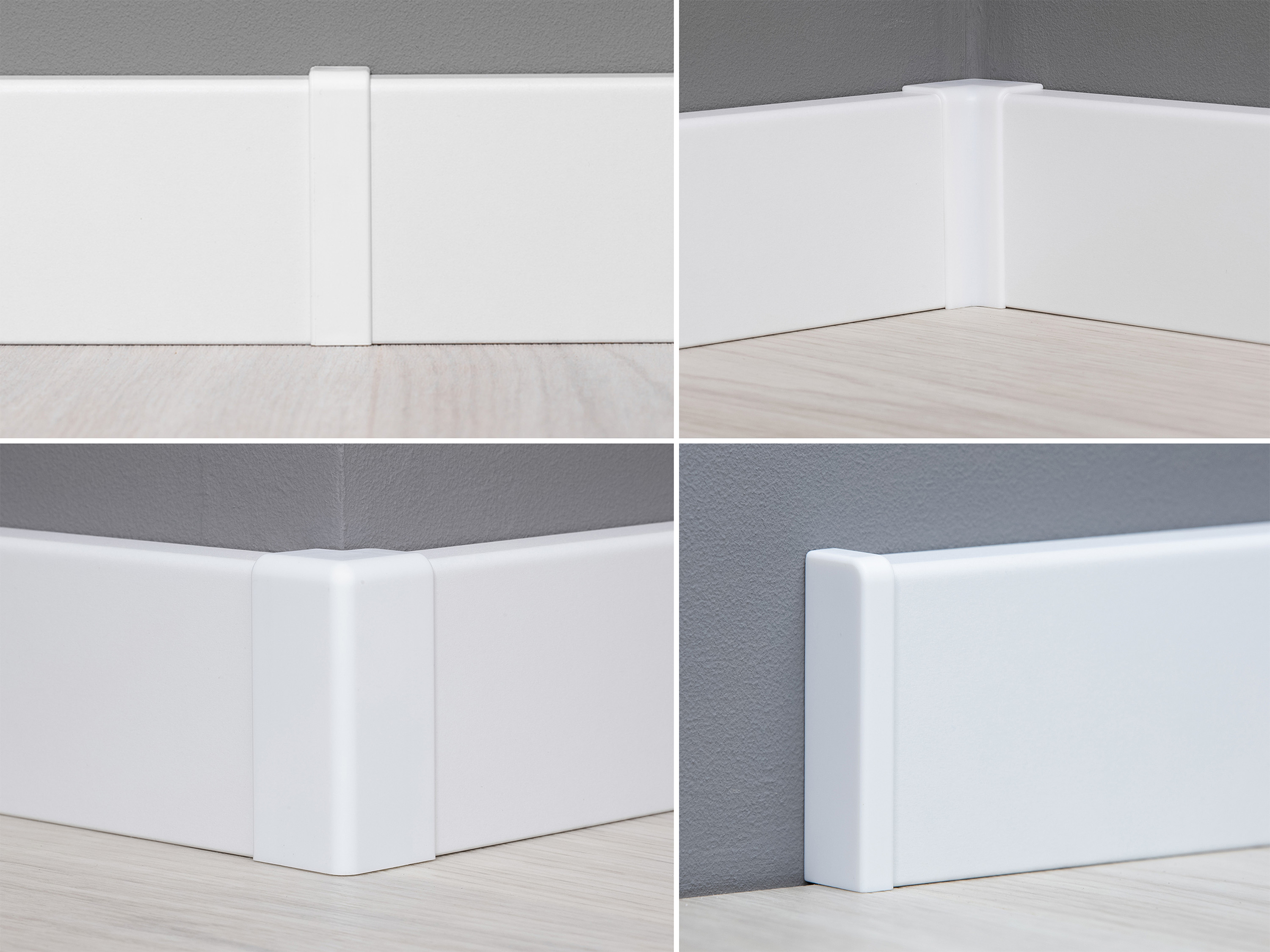 Aussenecke Innenecke Endstück und Verbinder für TRECOR® CUBE Sockelleisten 16 x 58 mm Aussenecke Innenecke Endstück und Verbinder für TRECOR® CUBE Sockelleisten 16 x 58 mm