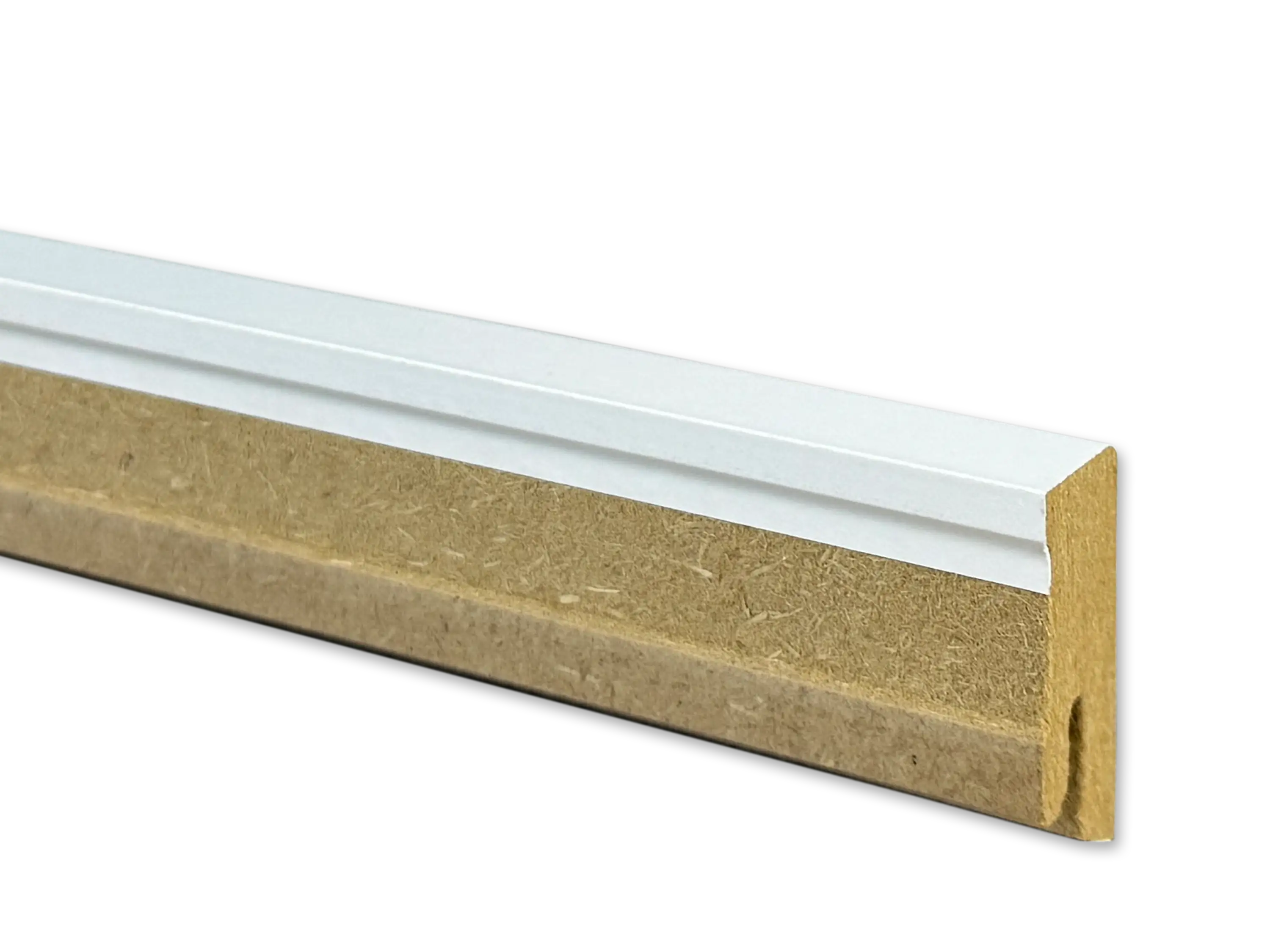 TRECOR® weisse Sockelleiste Fußleiste modern Cube 16 x 40 mm in Weiß RAL 9016 - CLIPSTAR Fräsung TRECOR® weisse Sockelleiste Fußleiste modern Cube 16 x 40 mm in Weiß RAL 9016 - CLIPSTAR Fräsung