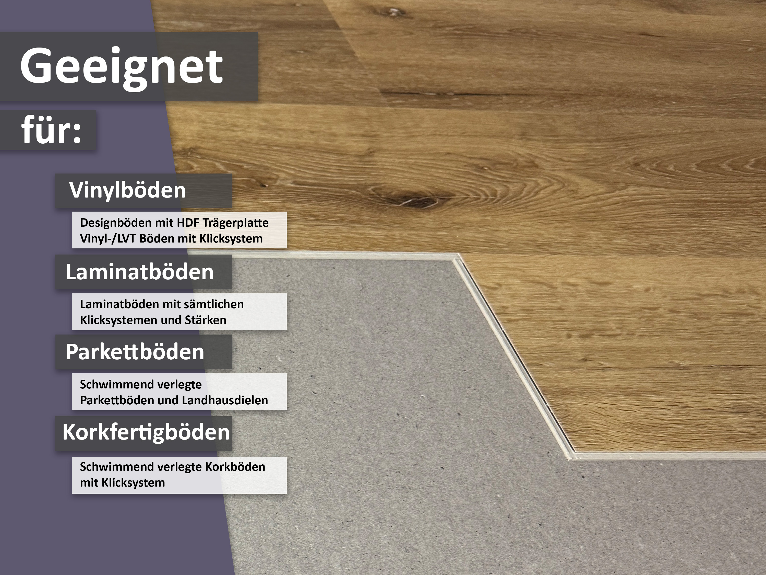 uficell® VinoBoard Akustik Vinyl Trittschalldämmung mit Anti-Slip-Effekt für Voll Vinyl-/LVT-Böden uficell® VinoBoard Akustik Vinyl Trittschalldämmung mit Anti-Slip-Effekt für Voll Vinyl-/LVT-Böden