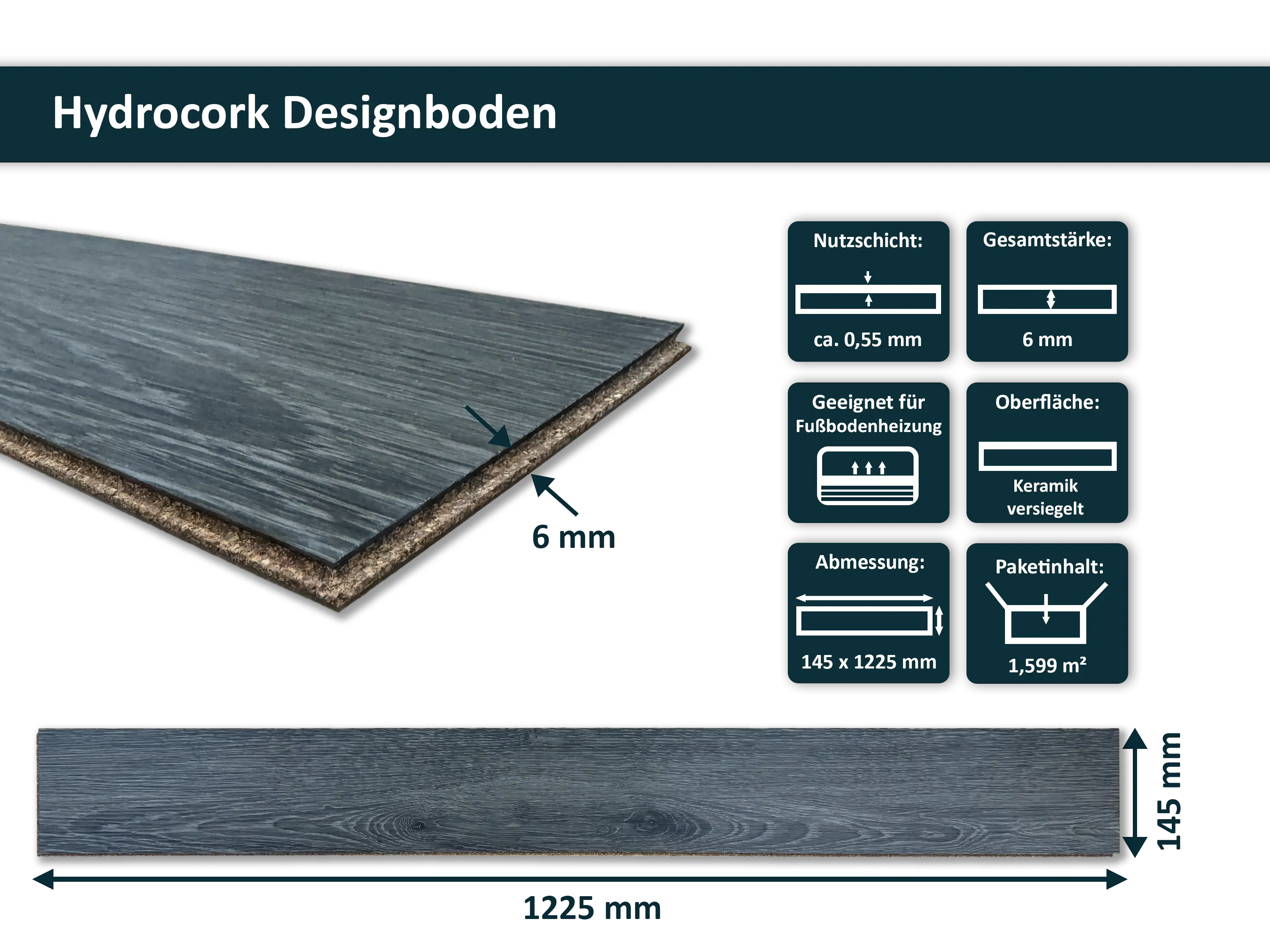 Wicanders - Hydrocork - Cinder Oak - Klick Designboden (Kork Träger) Wicanders - Hydrocork - Cinder Oak - Klick Designboden (Kork Träger)