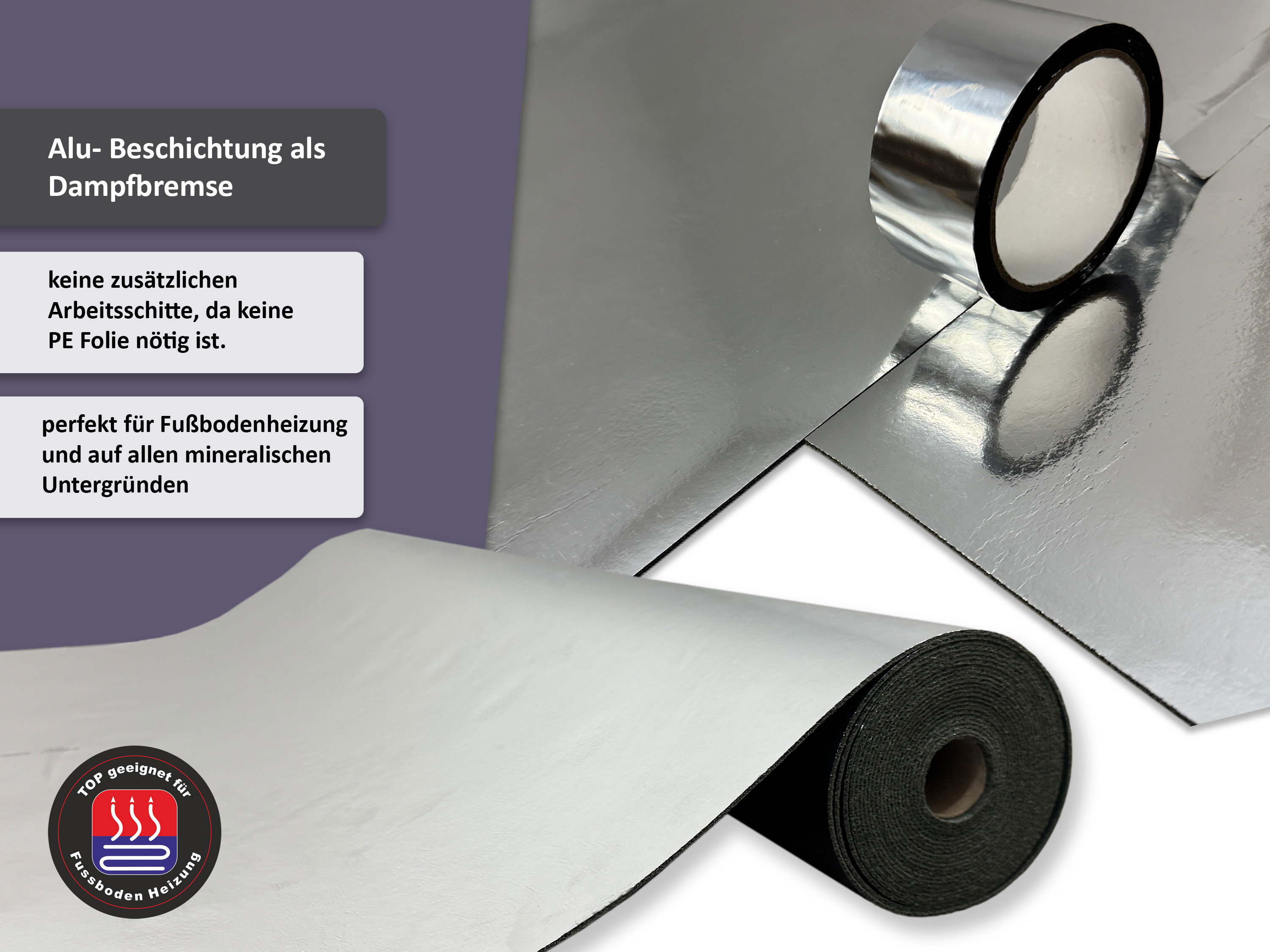 uficell® VINOSOUND RIGID ALU premium Vinylunterlage Trittschalldämmung für Klick Rigid/SPC Vinylboden uficell® VINOSOUND RIGID ALU premium Vinylunterlage Trittschalldämmung für Klick Rigid/SPC Vinylboden