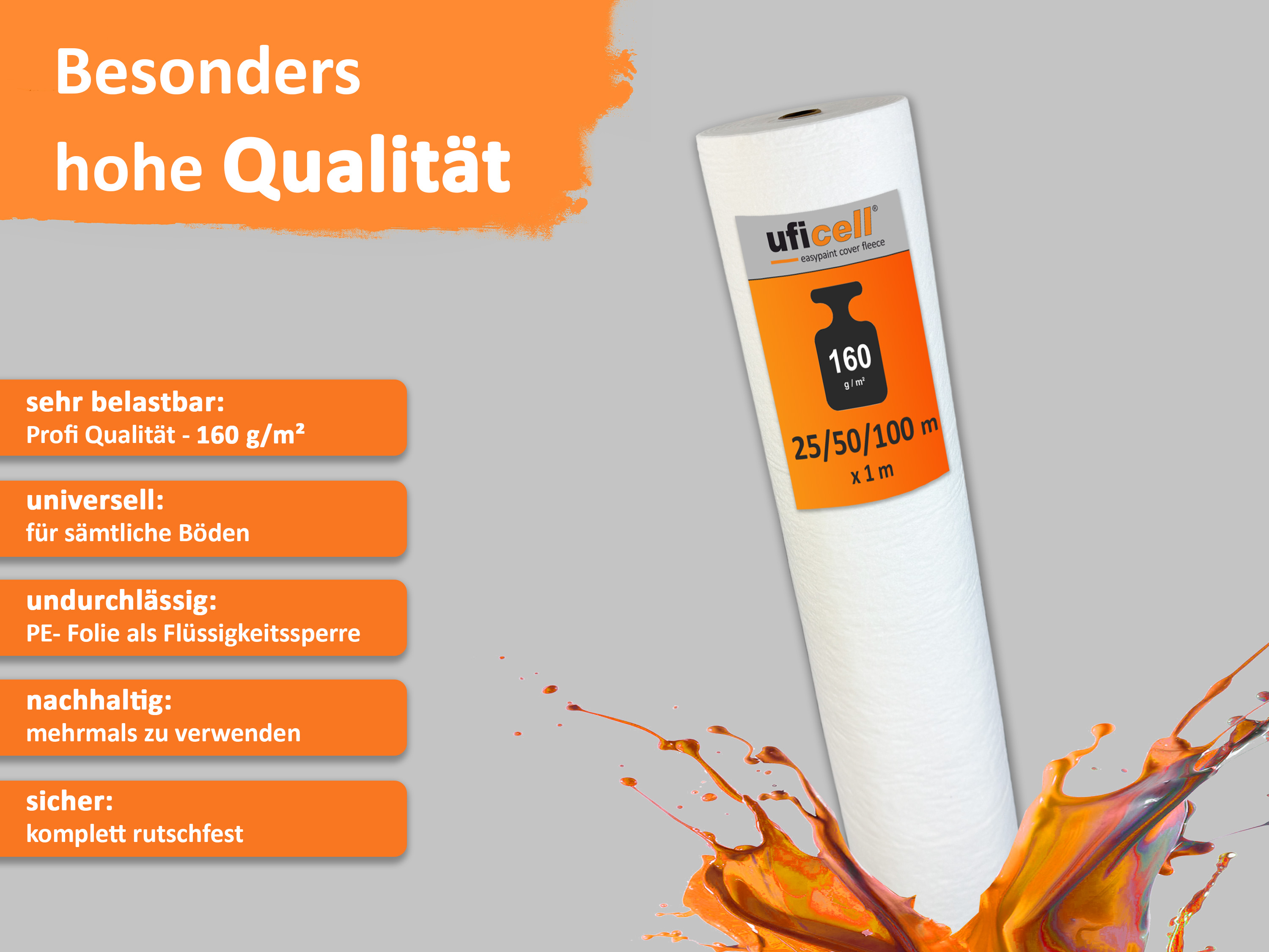 uficell® easyliner Malervlies premium Qualität, Schutzvlies, selbsthaftendes Abdeckvlies uficell® easyliner Malervlies premium Qualität, Schutzvlies, selbsthaftendes Abdeckvlies