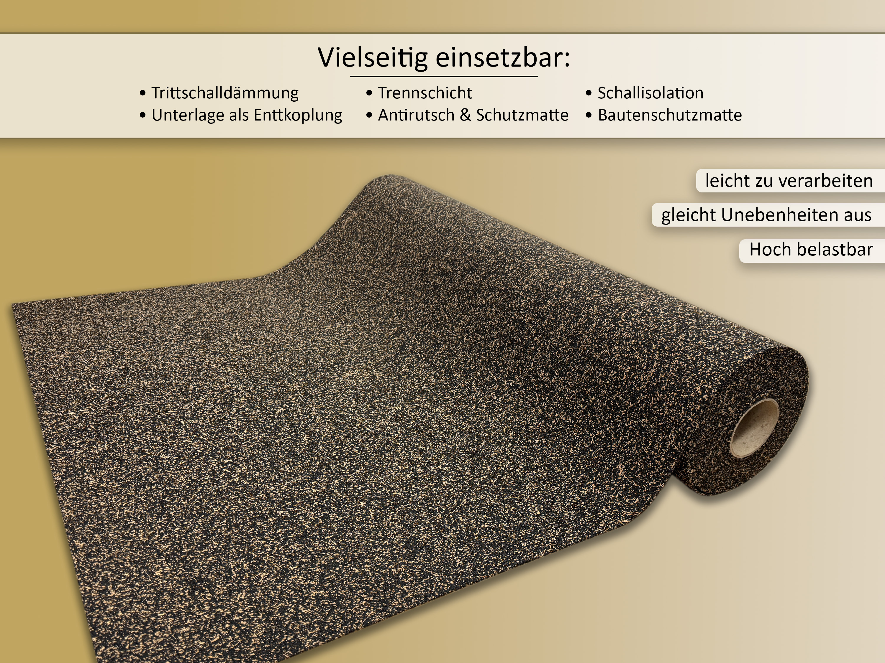 uficell® Gummikork (Rubberkork) Akustik und Vibrations Trittschalldämmung Stärken 2 - 8 mm uficell® Gummikork (Rubberkork) Akustik und Vibrations Trittschalldämmung Stärken 2 - 8 mm
