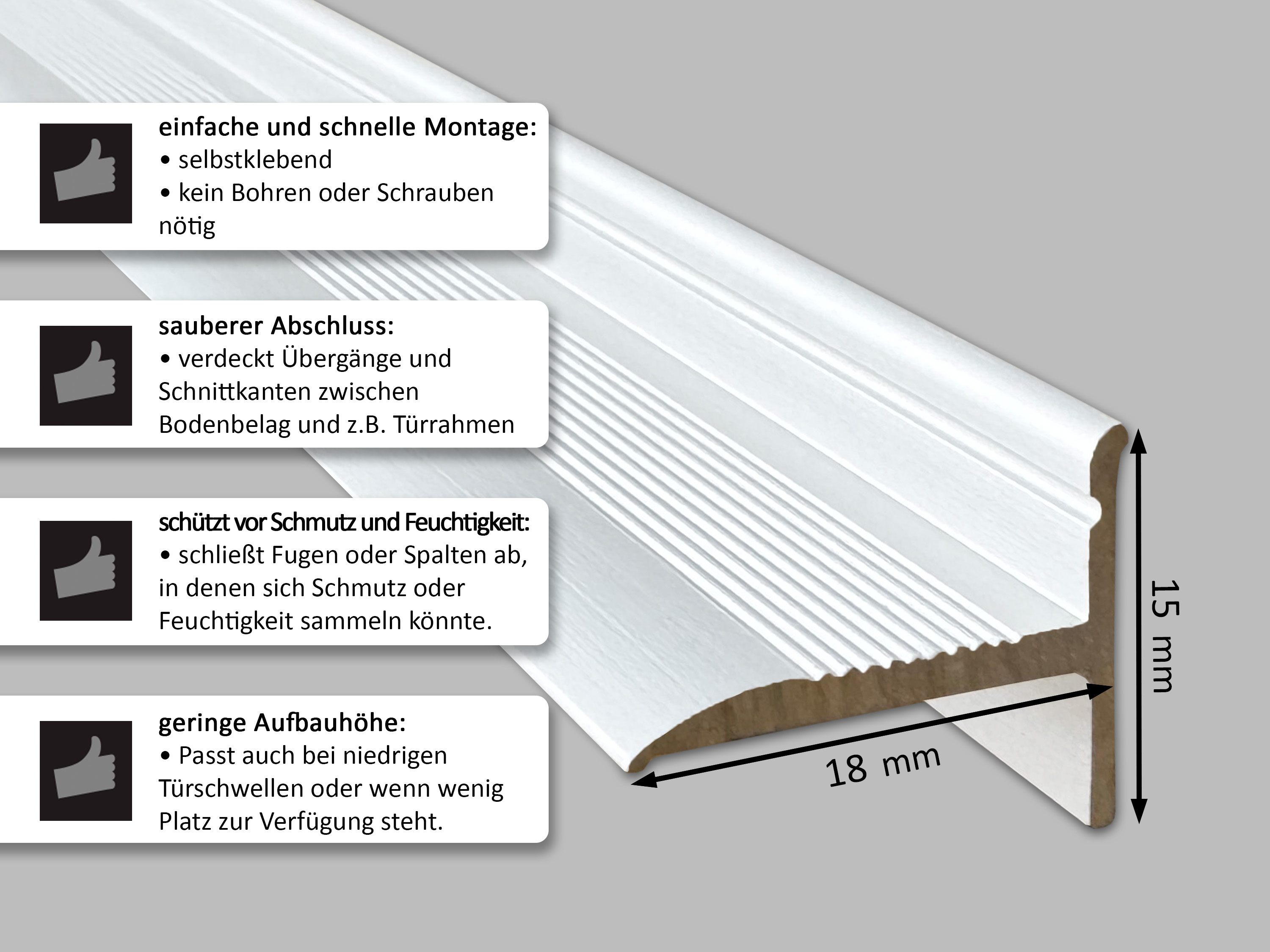 ufitec® Sockelprofil SK für den perfekten Abschluß an Balkon- und Terassentüren, weiß ufitec® Sockelprofil SK für den perfekten Abschluß an Balkon- und Terassentüren, weiß