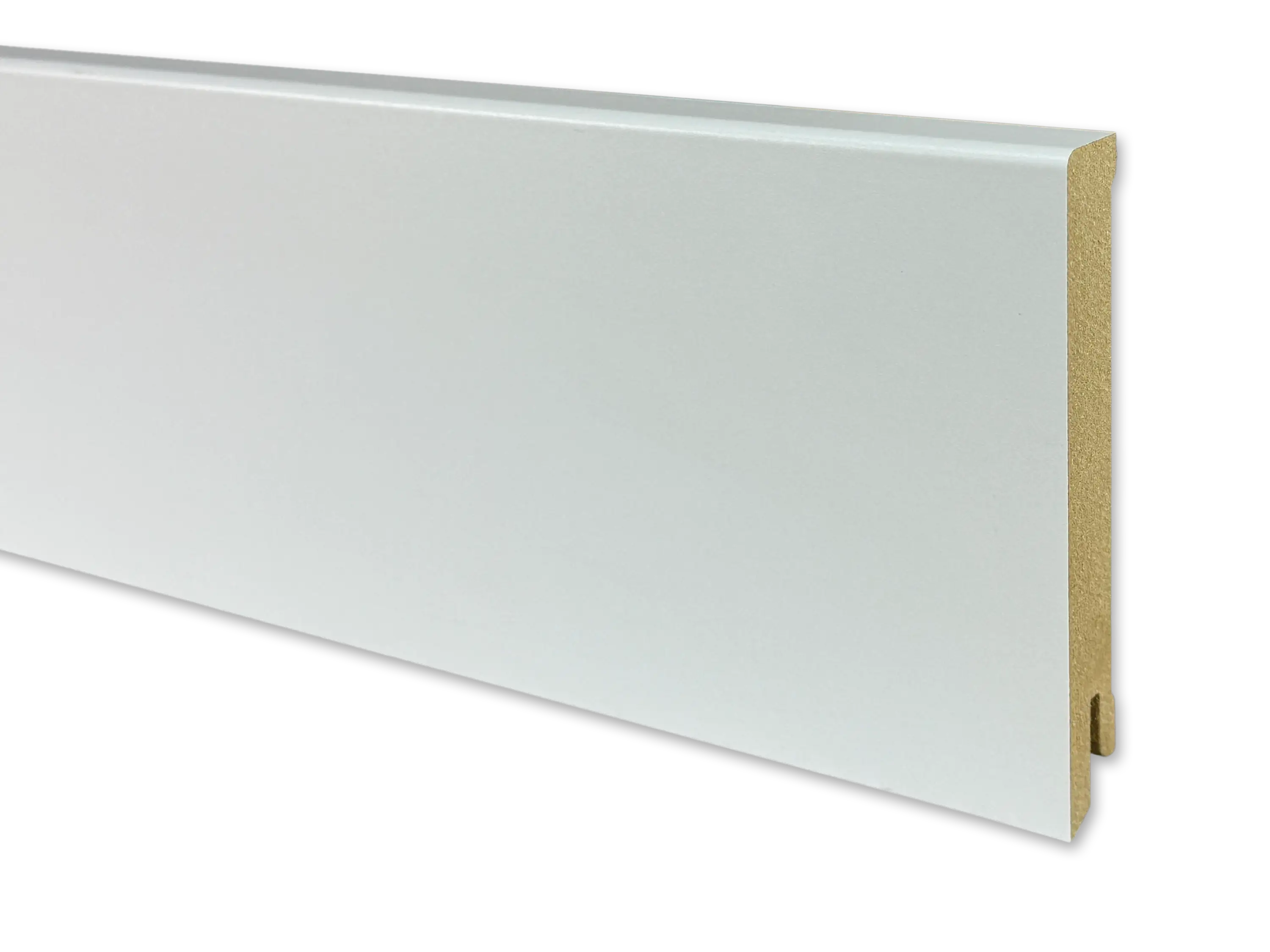 TRECOR® CUBE Sockelleiste, Fußleiste 16 x 100 mm in Weiß RAL 9016 - CLIPSTAR Fräsung TRECOR® CUBE Sockelleiste, Fußleiste 16 x 100 mm in Weiß RAL 9016 - CLIPSTAR Fräsung