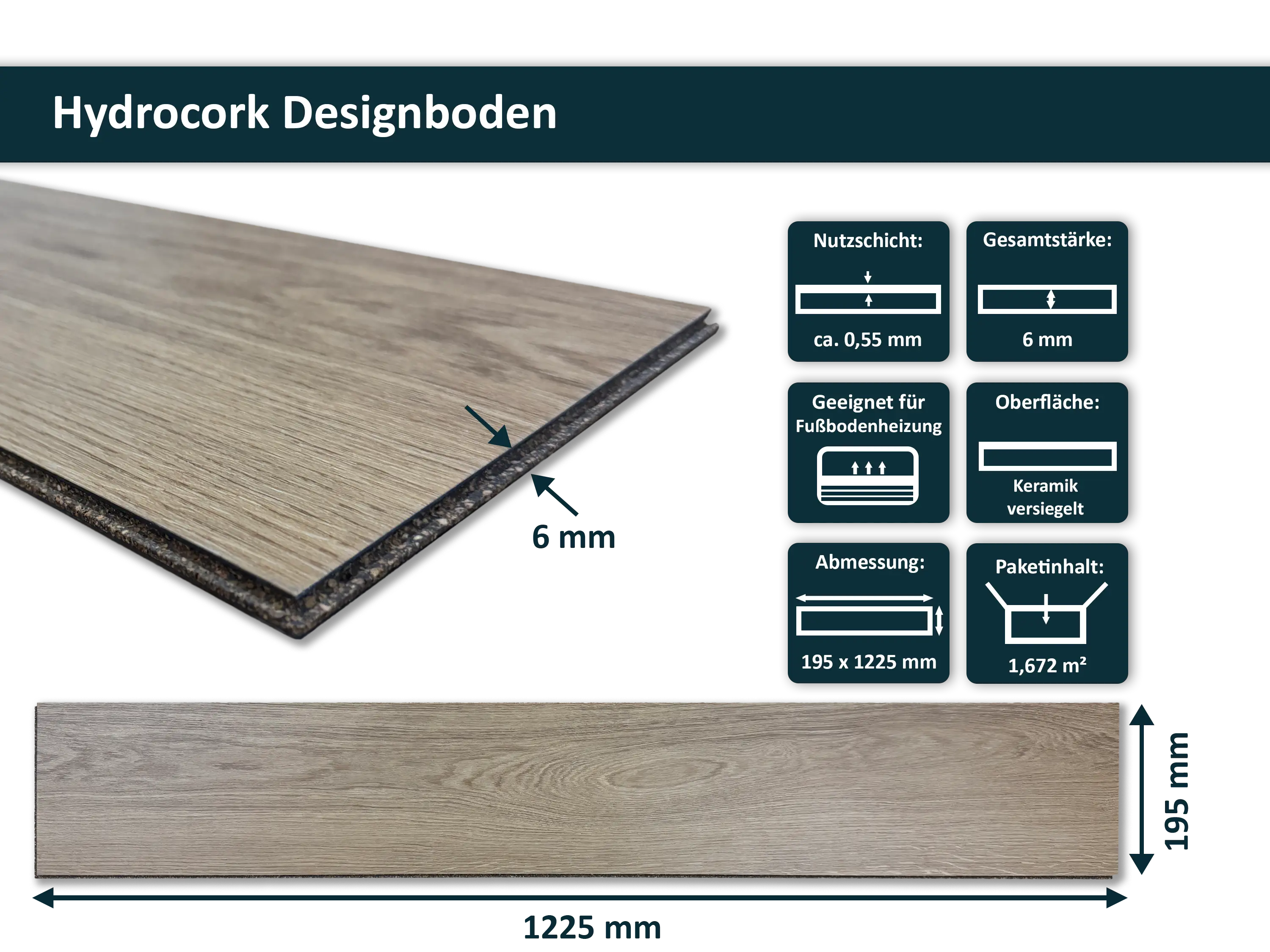 Amorim - Hydrocork - Primal Oak - Klick Designboden (Kork Träger) Amorim - Hydrocork - Primal Oak - Klick Designboden (Kork Träger)