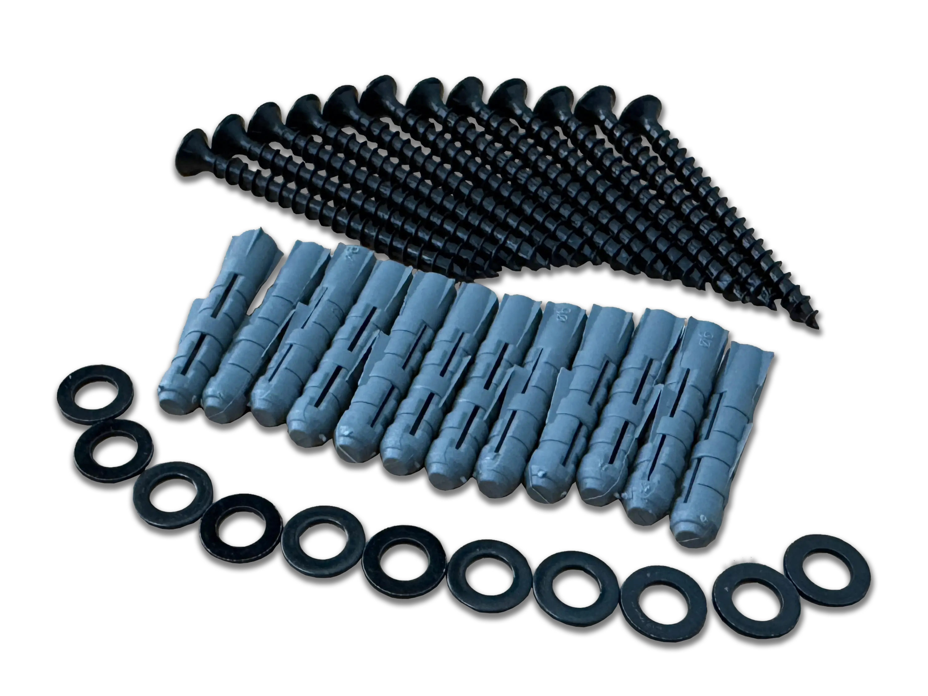 Schrauben Set in Schwarz für Akustikpaneele mit Dübel, Format: 4x50mm Schrauben Set in Schwarz für Akustikpaneele mit Dübel, Format: 4x50mm